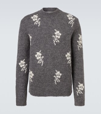 Floral intarsia alpaca and wool-blend sweater  | Jil Sander