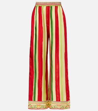 Pantalones palazzo de seda a rayas | Dolce&Gabbana