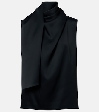 Loe scarf-detail crêpe satin top | Khaite