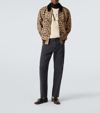 VGold leopard-print wool blouson jacket in multicoloured