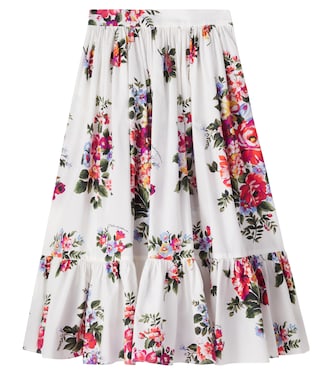 Floral cotton poplin skirt | Dolce&Gabbana Kids