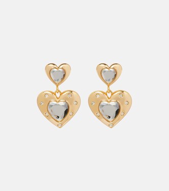 Heart crystal-embellished earrings | Self-Portrait