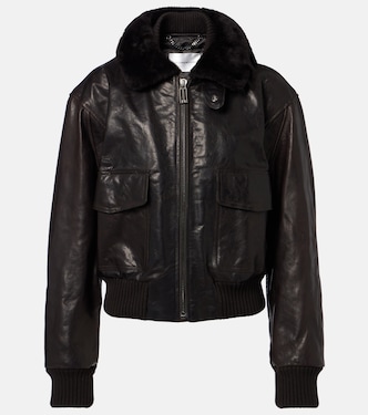 Shearling-trimmed leather jacket | Victoria Beckham