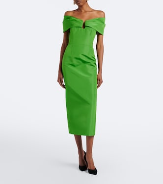 carolina herrera green dress Off-shoulder silk faille cocktail carolina herrera gowns
