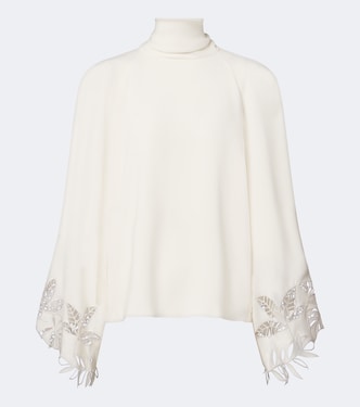 Embroidered silk-blend georgette blouse | Oscar de la Renta