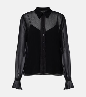 Lace-trimmed silk georgette shirt | Gucci
