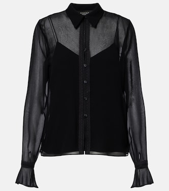 Lace-trimmed silk georgette shirt | Gucci