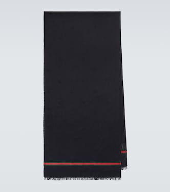 Web Stripe wool and silk scarf | Gucci