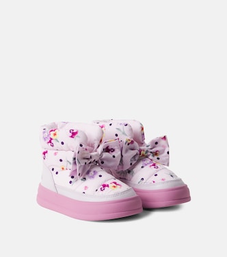 Bow-detail floral snow boots | Monnalisa