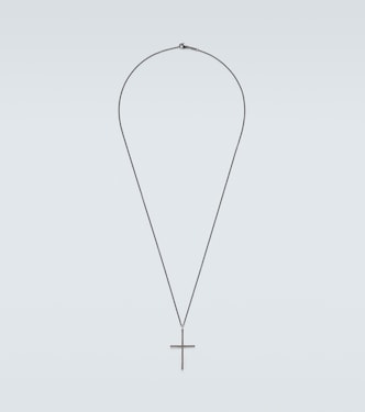 Classic 18kt white gold and steel necklace with diamonds | Ileana Makri