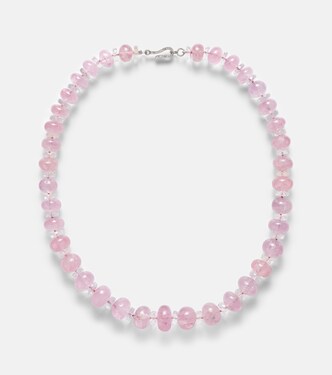 Halskette mit 18kt Weißgold, Morganit, weißem Topas und Diamanten | Ileana Makri