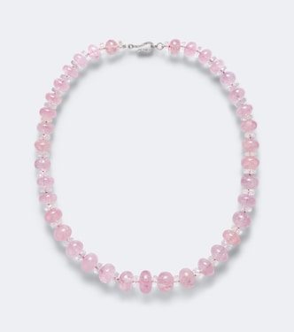 Halskette mit 18kt Weißgold, Morganit, weißem Topas und Diamanten | Ileana Makri