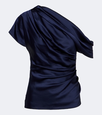 Phoebe one-shoulder draped satin top | Simkhai