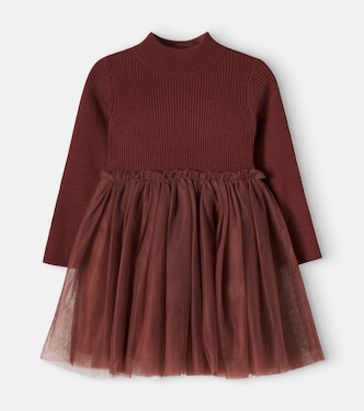Lotus tulle and wool-blend dress | Donsje