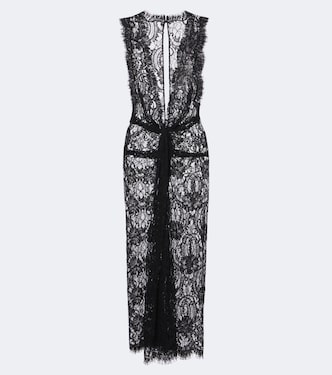 Gathered cotton-blend lace midi dress | Dolce&Gabbana