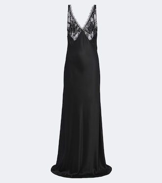 Sequined lace-trimmed silk satin gown | The Sei