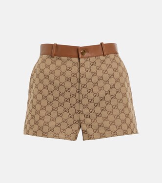Shorts GG Supreme de lona y piel | Gucci