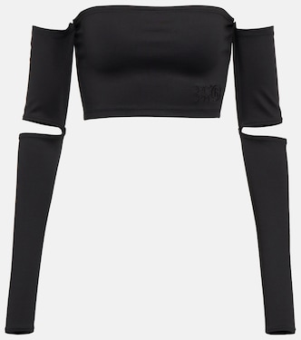 Jersey crop top with cutout sleeves | MM6 Maison Margiela