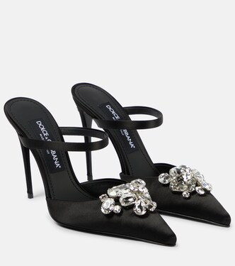 Mules en satin à cristaux | Dolce&Gabbana