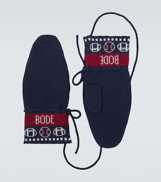Knitted jacquard alpaca mittens | Bode