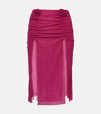 Lumière Rose ruched midi skirt | Oséree