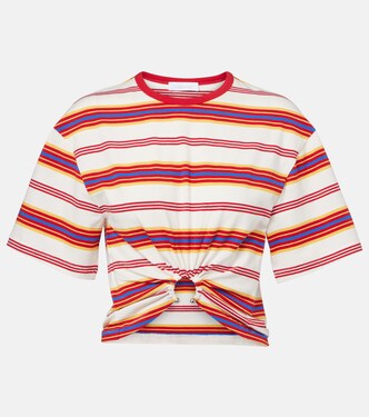 Gathered striped cotton-blend T-shirt | Rabanne