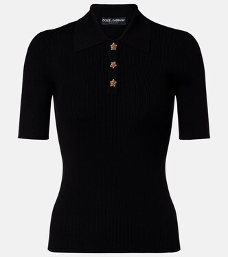 Embellished ribbed-knit polo shirt | Dolce&Gabbana