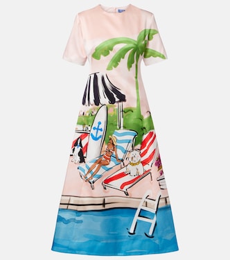 Caroline cotton and silk midi dress | Leo Lin