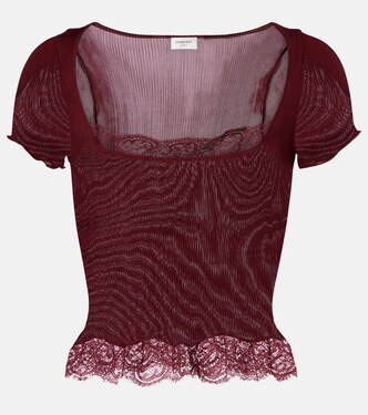 Scalloped silk satin top | Saint Laurent