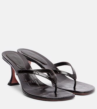 Juliette croc-effect leather thong sandals | Amina Muaddi