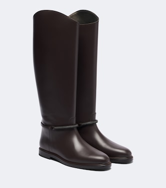 Botas altas de piel con cuentas Monili | Brunello Cucinelli