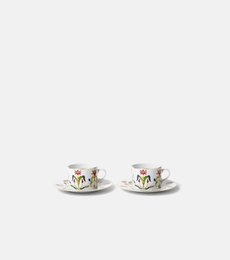 Set de 2 tazas de té y platillos Grand Tour de porcelana | L'Objet