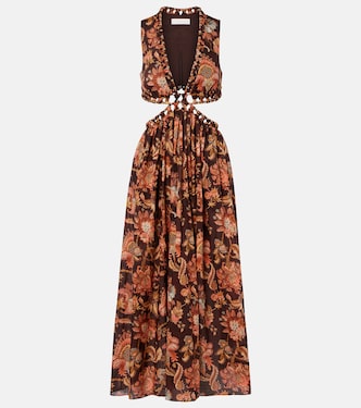 Aster cutout floral cotton midi dress | Zimmermann