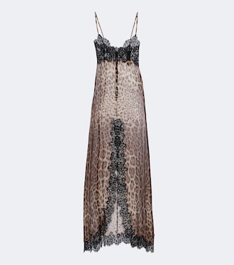 Lace-trimmed silk-blend chiffon slip dress | Dolce&Gabbana