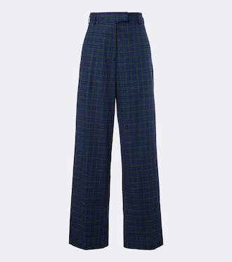 Plaid cotton flannel wide-leg pants | Dries Van Noten