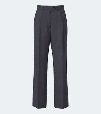 Pleated wool and mohair straight pants | Prada