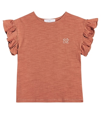Frill-trimmed cotton jersey top | C'era Una Volta