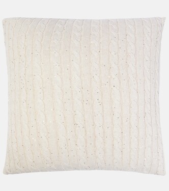 Cable-knit cotton-blend cushion | Brunello Cucinelli