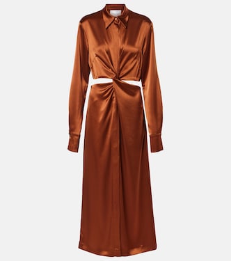Hock gathered satin midi dress | Galvan