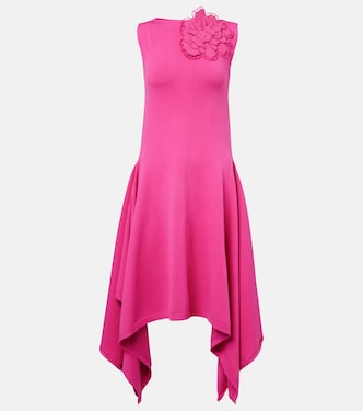 Floral-appliqué asymmetric cocktail dress | Oscar de la Renta