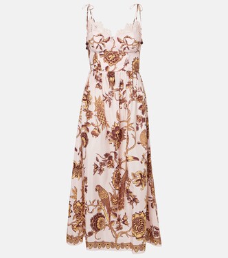 Robe midi Tropical Landing en coton mélangé | Farm Rio