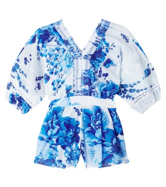 Floral cotton playsuit  | Poupette St Barth Kids