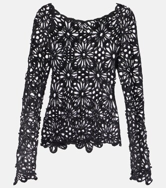 Off-shoulder cotton-blend crochet top | Norma Kamali