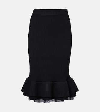 Peplum wool-blend midi skirt | Nina Ricci