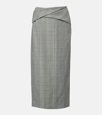 Checked virgin wool midi skirt | Victoria Beckham