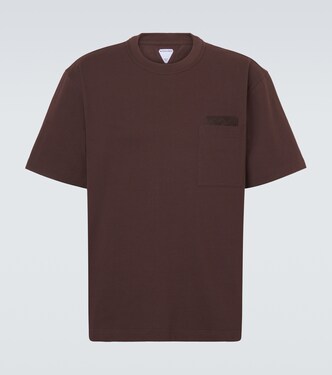 Suede-trimmed cotton jersey T-shirt | Bottega Veneta
