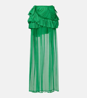 Ruffled silk muslin maxi skirt | Dries Van Noten