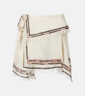 Feriel embroidered fringed silk wrap skirt | Isabel Marant