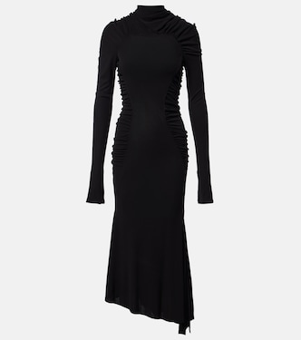Gathered asymmetric jersey midi dress | Victoria Beckham