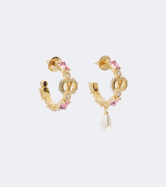 Ovalette embellished hoop earrings | Valentino